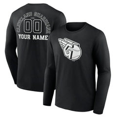Cleveland Guardians Monochrome Personalized Name & Number Long Sleeve T-Shirt | MLB On Sale