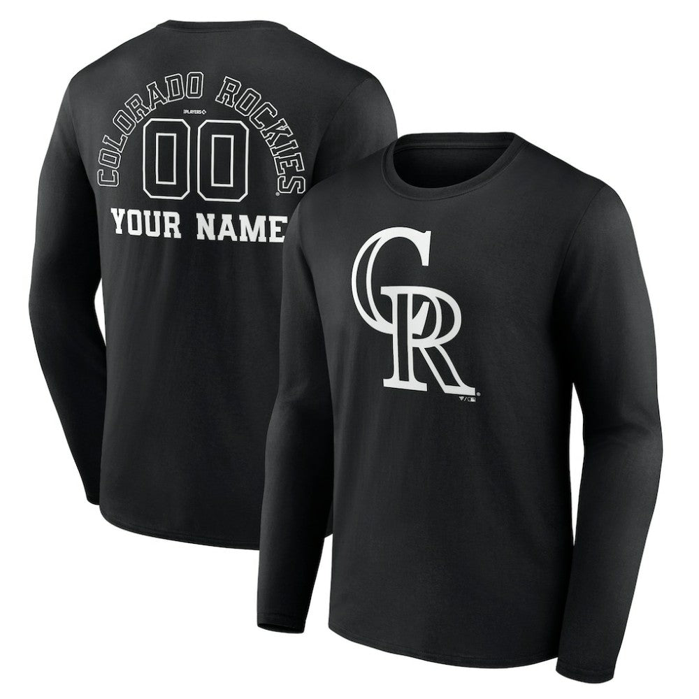 Colorado Rockies Monochrome Personalized Name & Number Long Sleeve T-Shirt | MLB Discount