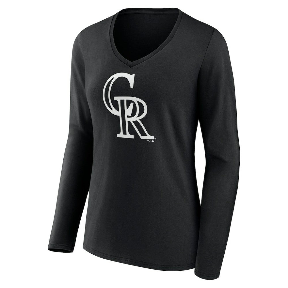 Colorado Rockies Women's Monochrome Personalized Name & Number Long Sleeve V-Neck T-Shirt | MLB For sale