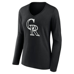 Colorado Rockies Women's Monochrome Personalized Name & Number Long Sleeve V-Neck T-Shirt | MLB For sale