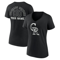 Colorado Rockies Women's Monochrome Personalized Name & Number V-Neck T-Shirt | MLB For sale