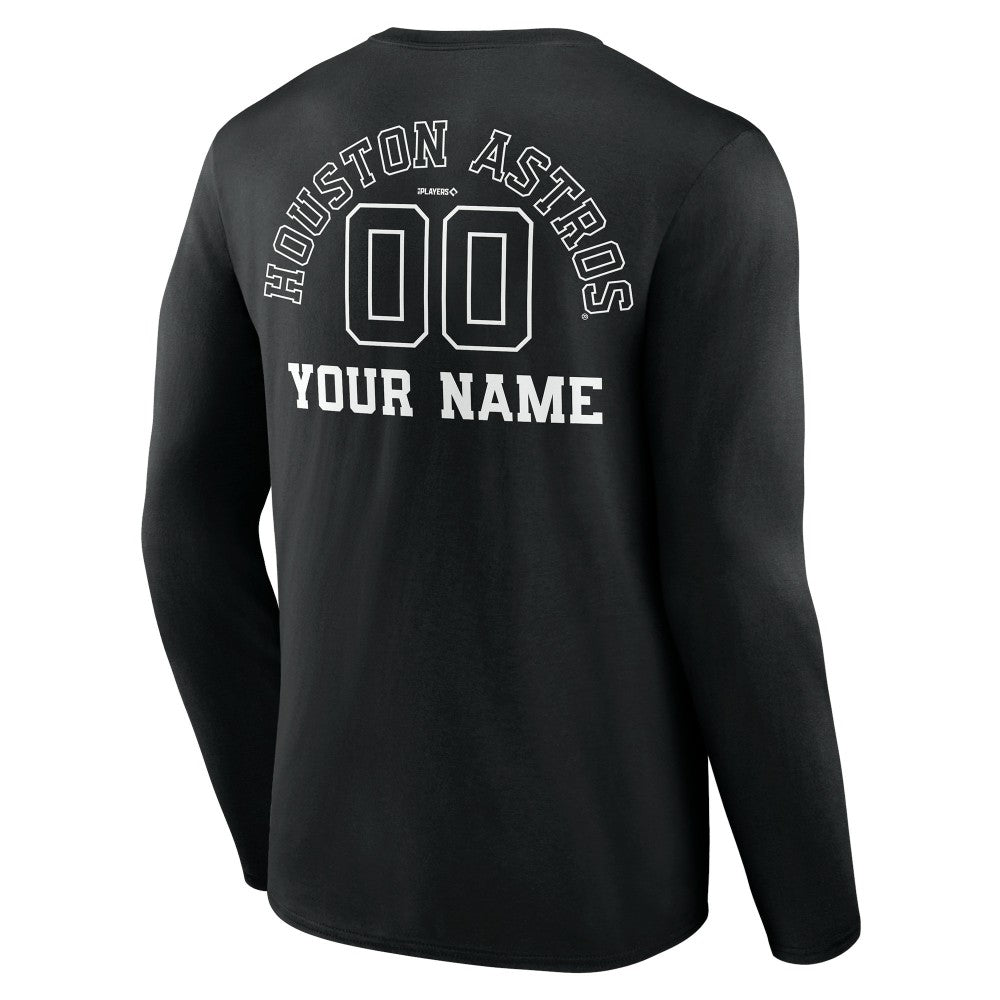 Houston Astros Monochrome Personalized Name & Number Long Sleeve T-Shirt | MLB Discount