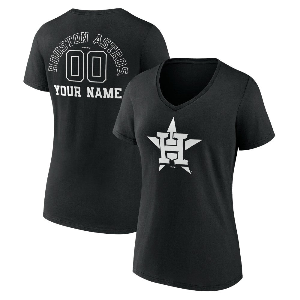 Houston Astros Women's Monochrome Personalized Name & Number V-Neck T-Shirt | MLB Online