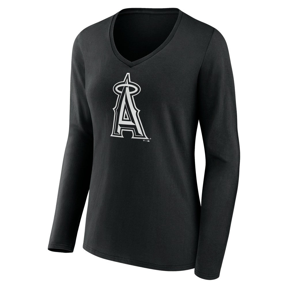 Los Angeles Angels Women's Monochrome Personalized Name & Number Long Sleeve V-Neck T-Shirt | MLB For sale