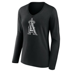 Los Angeles Angels Women's Monochrome Personalized Name & Number Long Sleeve V-Neck T-Shirt | MLB For sale