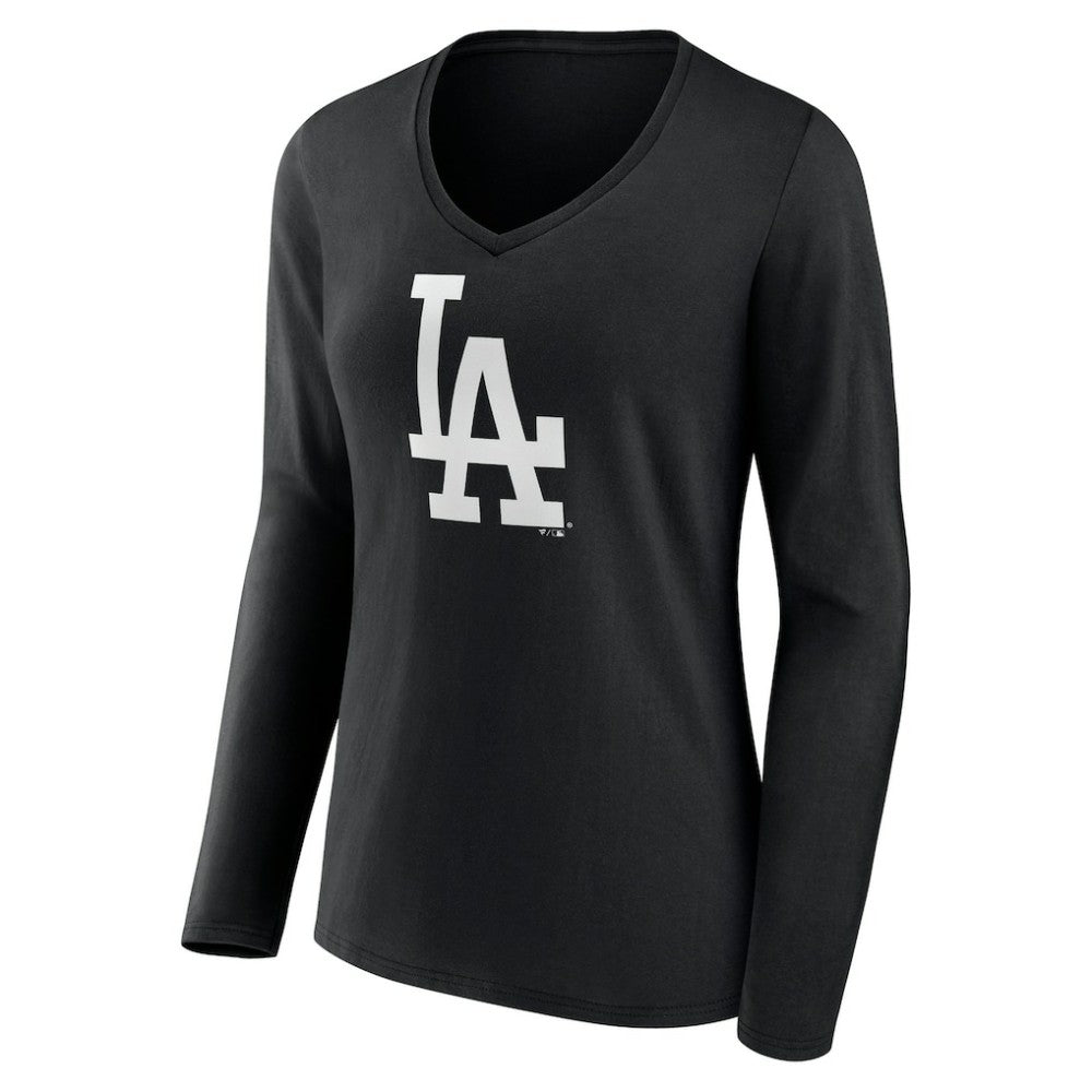 Los Angeles Dodgers Women's Monochrome Personalized Name & Number Long Sleeve V-Neck T-Shirt | MLB Near me