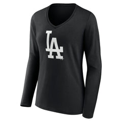 Los Angeles Dodgers Women's Monochrome Personalized Name & Number Long Sleeve V-Neck T-Shirt | MLB Near me
