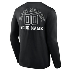 Miami Marlins Monochrome Personalized Name & Number Long Sleeve T-Shirt | MLB Shop