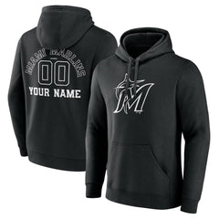 Miami Marlins Monochrome Personalized Name & Number Pullover Hoodie | MLB Outlet