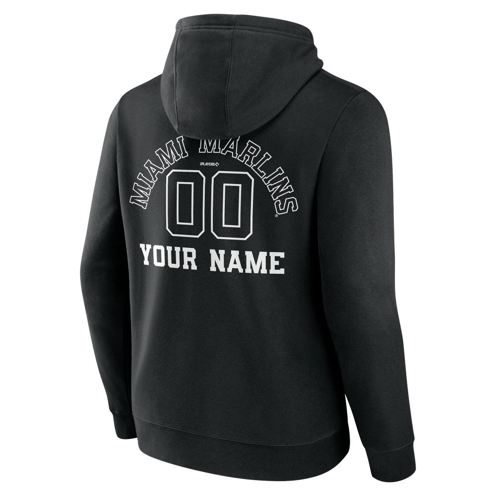 Miami Marlins Monochrome Personalized Name & Number Pullover Hoodie | MLB Outlet