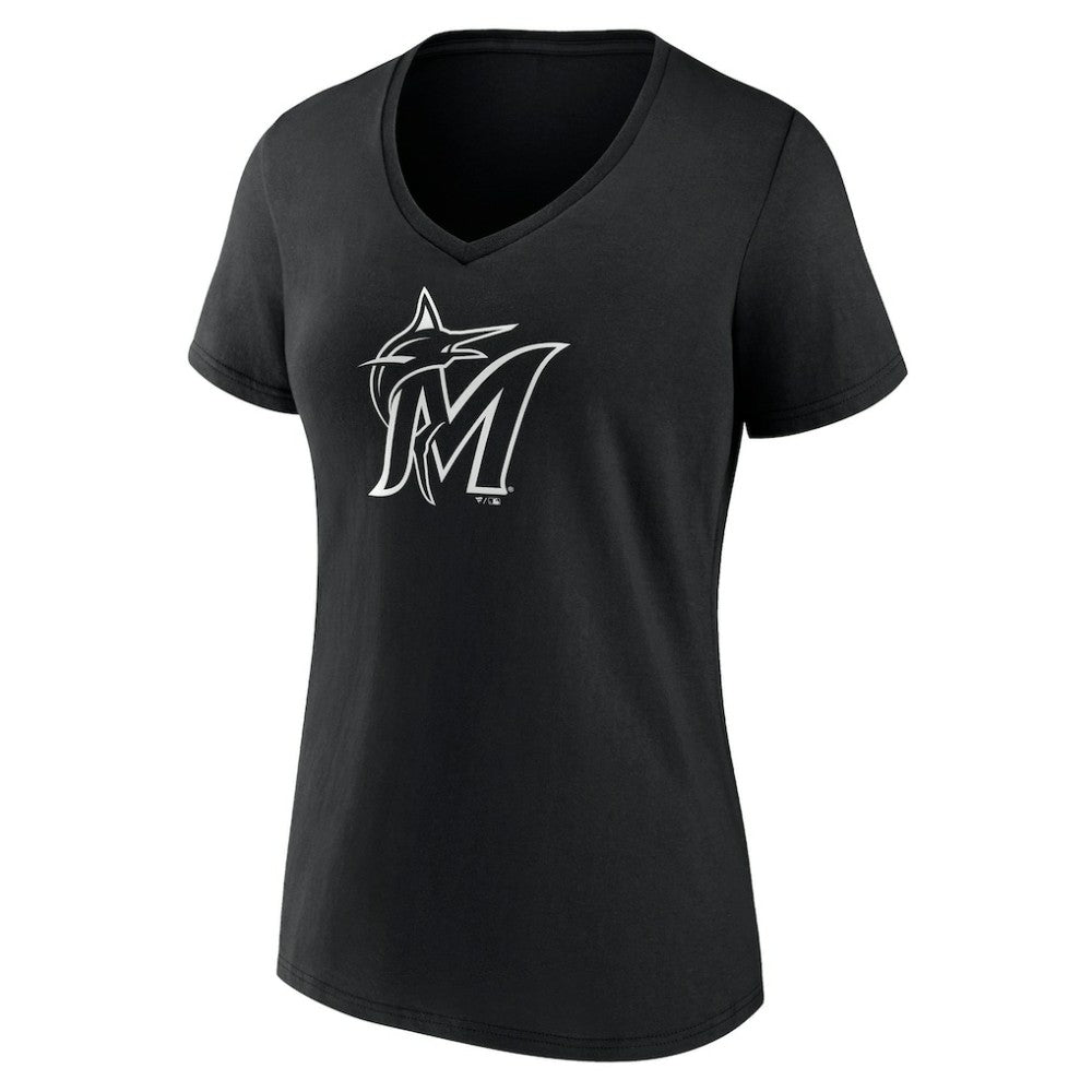 Miami Marlins Women's Monochrome Personalized Name & Number V-Neck T-Shirt | MLB Online