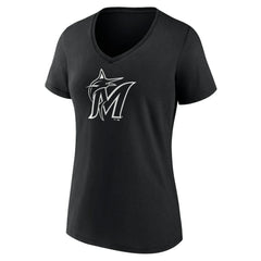 Miami Marlins Women's Monochrome Personalized Name & Number V-Neck T-Shirt | MLB Online