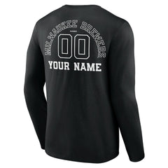 Milwaukee Brewers Monochrome Personalized Name & Number Long Sleeve T-Shirt | MLB For sale