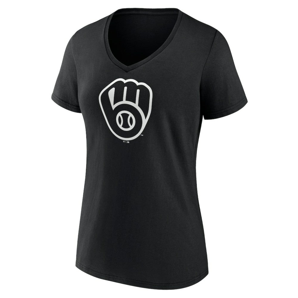 Milwaukee Brewers Women's Monochrome Personalized Name & Number V-Neck T-Shirt | MLB Online