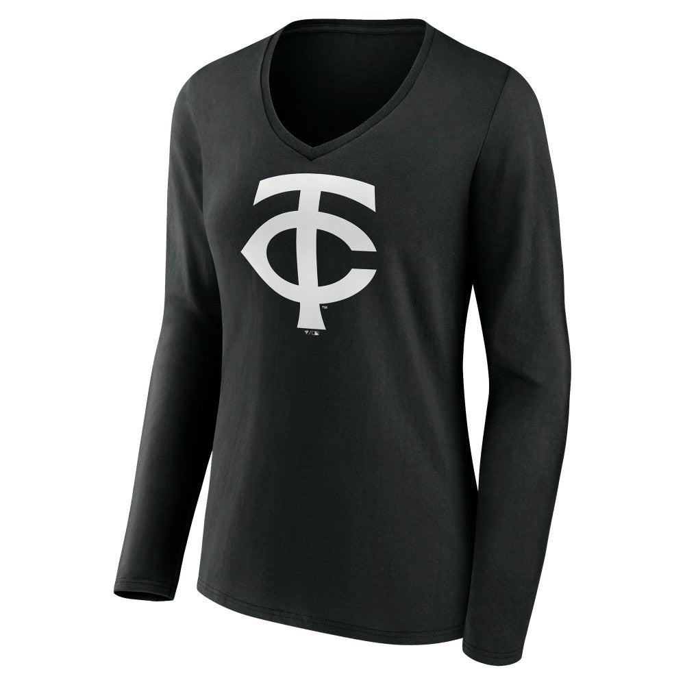 Minnesota Twins Women's Monochrome Personalized Name & Number Long Sleeve V-Neck T-Shirt | MLB US