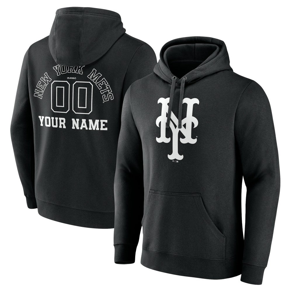 New York Mets Monochrome Personalized Name & Number Pullover Hoodie | MLB For sale