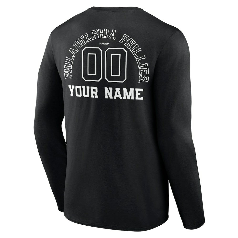 Philadelphia Phillies Monochrome Personalized Name & Number Long Sleeve T-Shirt | MLB Sale
