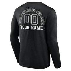 Philadelphia Phillies Monochrome Personalized Name & Number Long Sleeve T-Shirt | MLB Sale