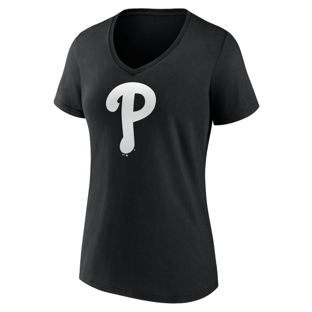 Philadelphia Phillies Women's Monochrome Personalized Name & Number V-Neck T-Shirt | MLB Sale
