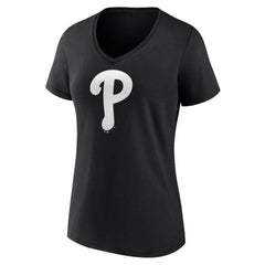 Philadelphia Phillies Women's Monochrome Personalized Name & Number V-Neck T-Shirt | MLB Sale