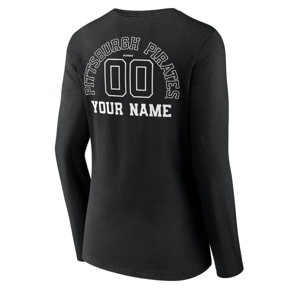 Pittsburgh Pirates Women's Monochrome Personalized Name & Number Long Sleeve V-Neck T-Shirt | MLB Near me