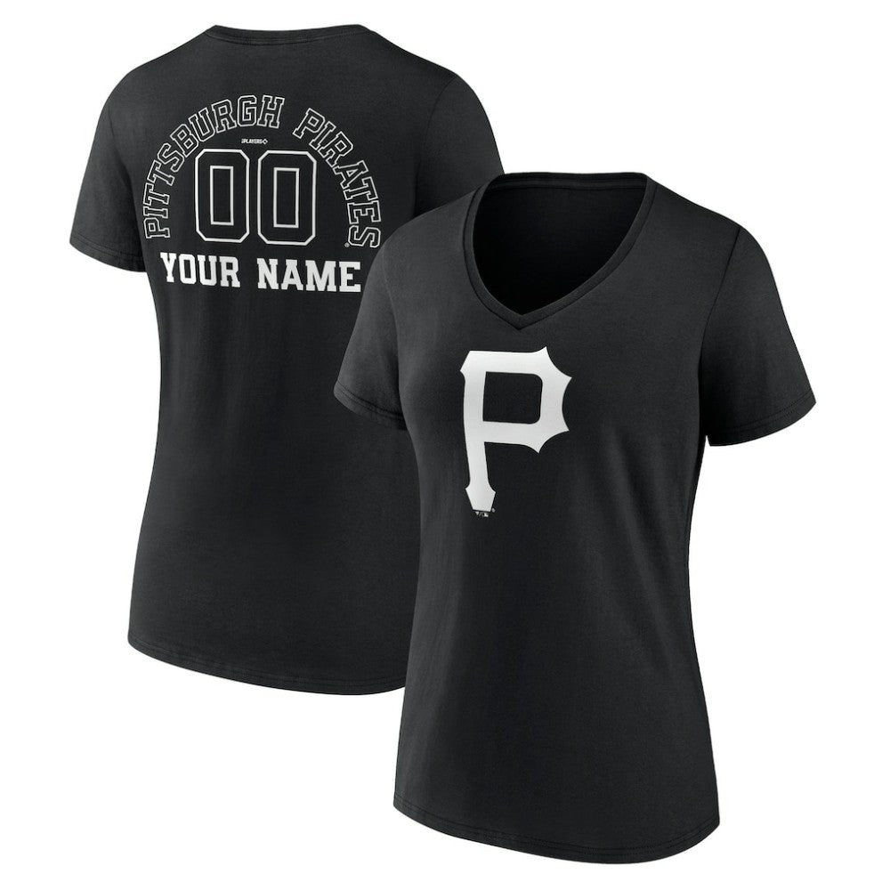 Pittsburgh Pirates Women's Monochrome Personalized Name & Number V-Neck T-Shirt | MLB Online