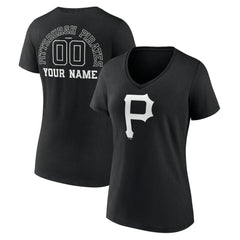Pittsburgh Pirates Women's Monochrome Personalized Name & Number V-Neck T-Shirt | MLB Online