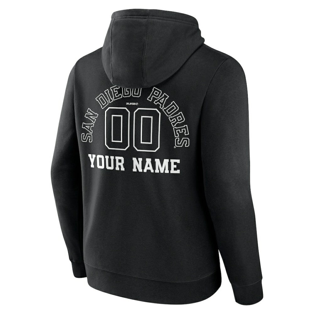 San Diego Padres Monochrome Personalized Name & Number Pullover Hoodie | MLB On Sale