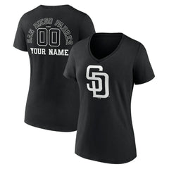 San Diego Padres Women's Monochrome Personalized Name & Number V-Neck T-Shirt | MLB Outlet
