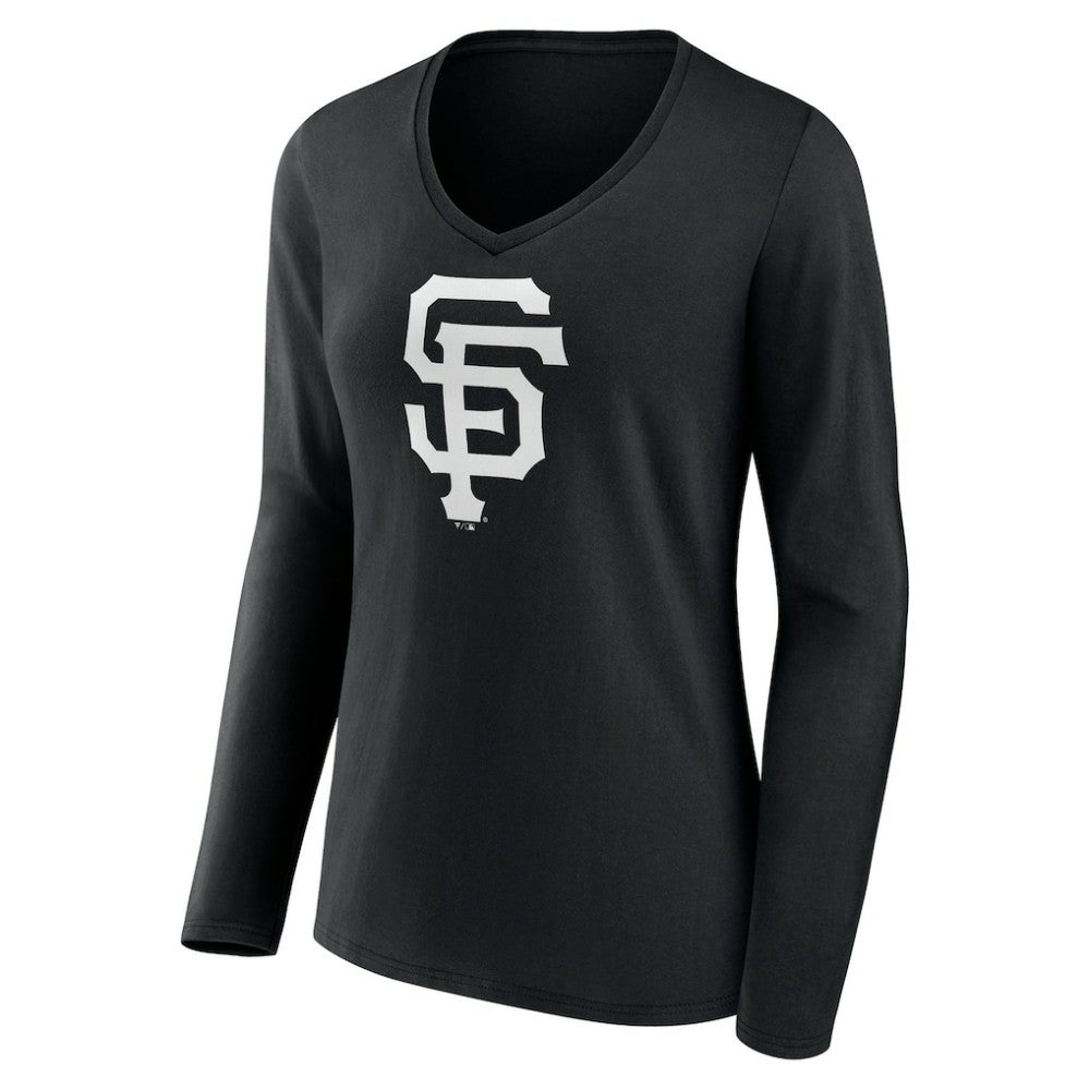 San Francisco Giants Women's Monochrome Personalized Name & Number Long Sleeve V-Neck T-Shirt | MLB Near me