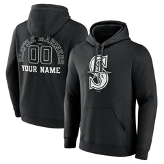 Seattle Mariners Monochrome Personalized Name & Number Pullover Hoodie | MLB Near me