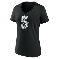 Seattle Mariners Women's Monochrome Personalized Name & Number V-Neck T-Shirt | MLB Discount