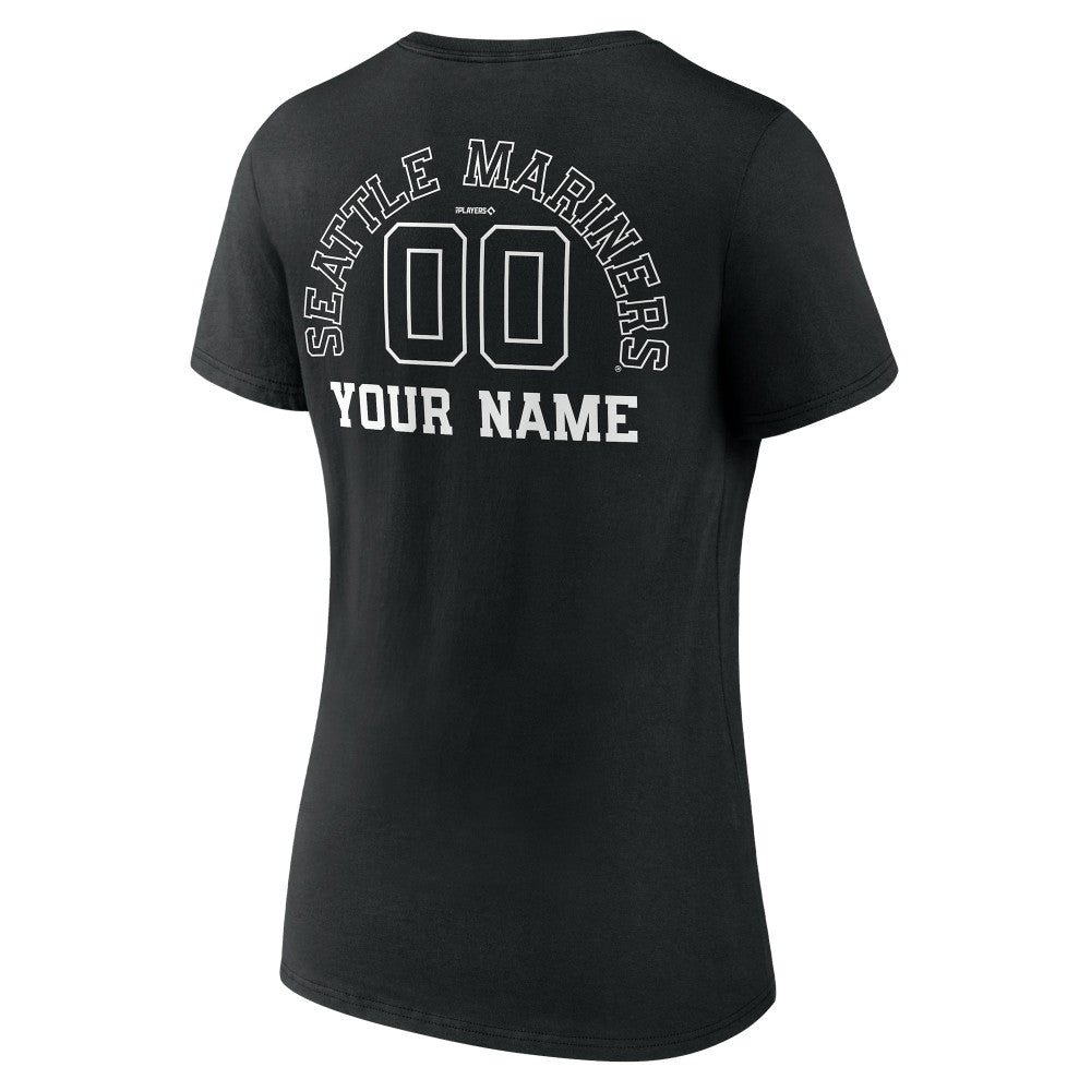 Seattle Mariners Women's Monochrome Personalized Name & Number V-Neck T-Shirt | MLB Discount