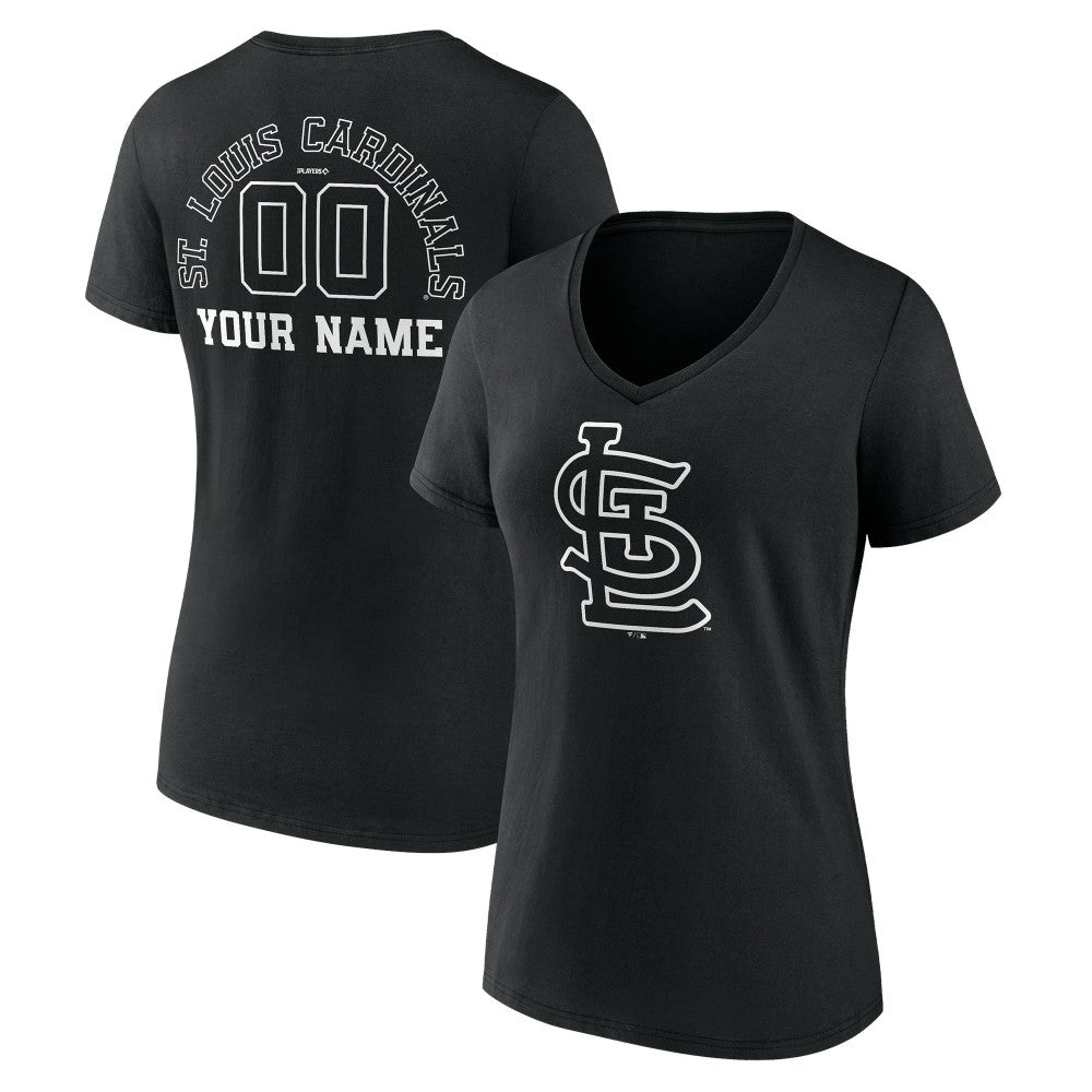 St. Louis Cardinals Women's Monochrome Personalized Name & Number V-Neck T-Shirt | MLB US