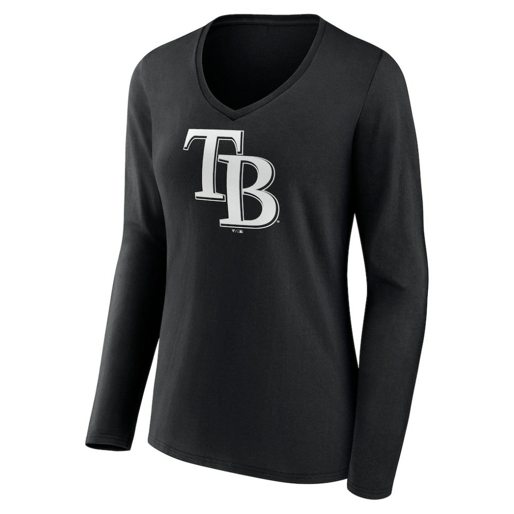 Tampa Bay Rays Women's Monochrome Personalized Name & Number Long Sleeve V-Neck T-Shirt | MLB Online