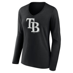 Tampa Bay Rays Women's Monochrome Personalized Name & Number Long Sleeve V-Neck T-Shirt | MLB Online