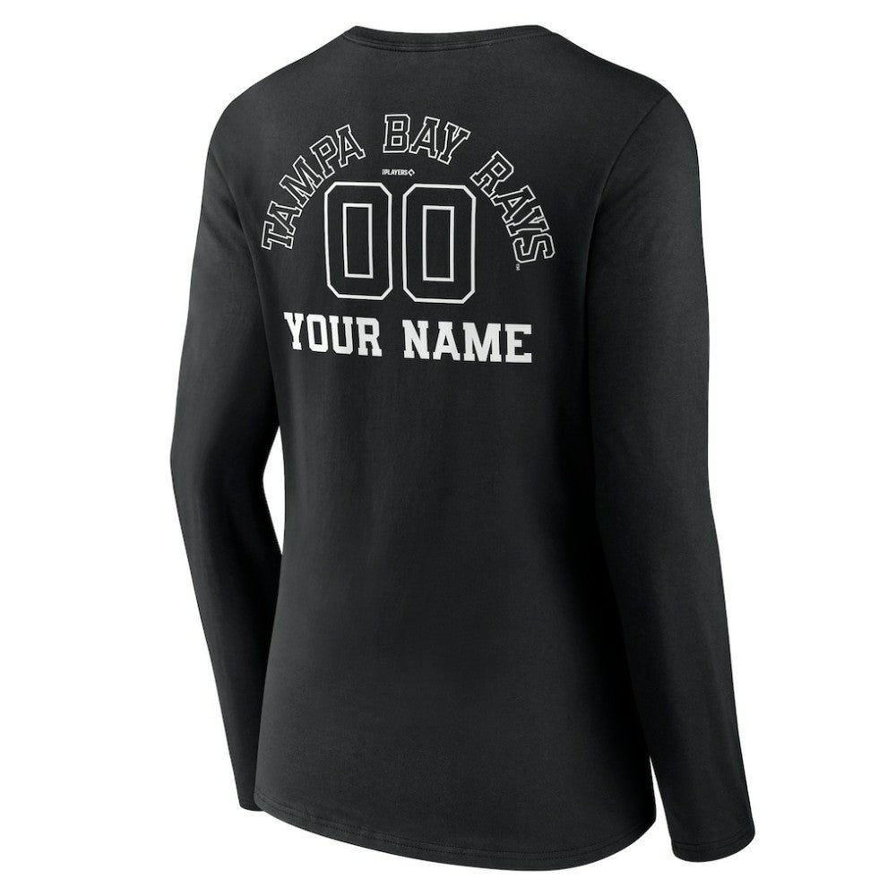 Tampa Bay Rays Women's Monochrome Personalized Name & Number Long Sleeve V-Neck T-Shirt | MLB Online