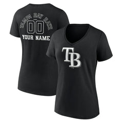 Tampa Bay Rays Women's Monochrome Personalized Name & Number V-Neck T-Shirt | MLB Outlet