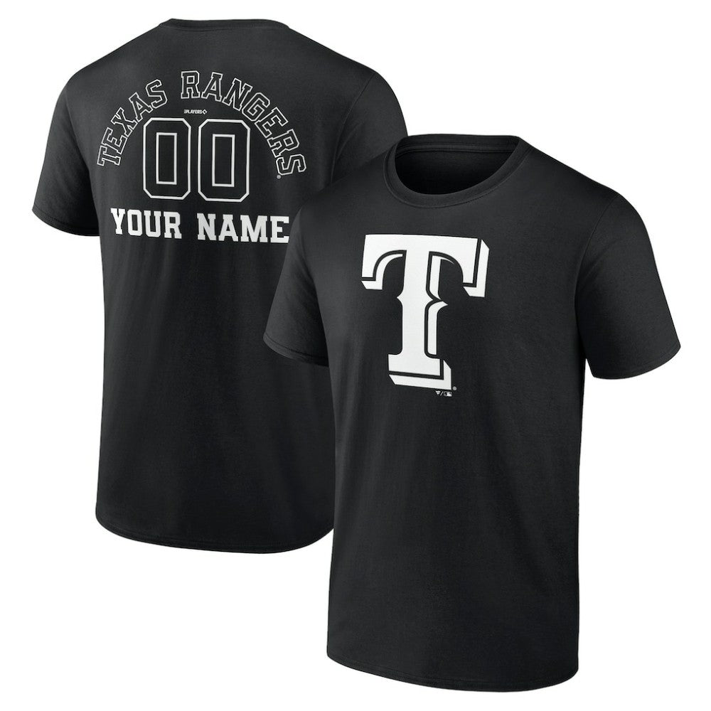 Texas Rangers Monochrome Personalized Name & Number T-Shirt | MLB Sale