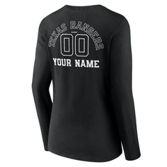 Texas Rangers Women's Monochrome Personalized Name & Number Long Sleeve V-Neck T-Shirt | MLB Shop