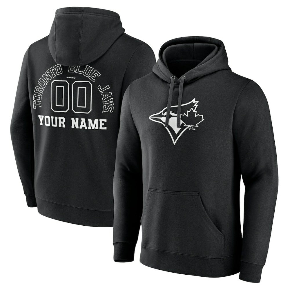Toronto Blue Jays Monochrome Personalized Name & Number Pullover Hoodie | MLB Discount