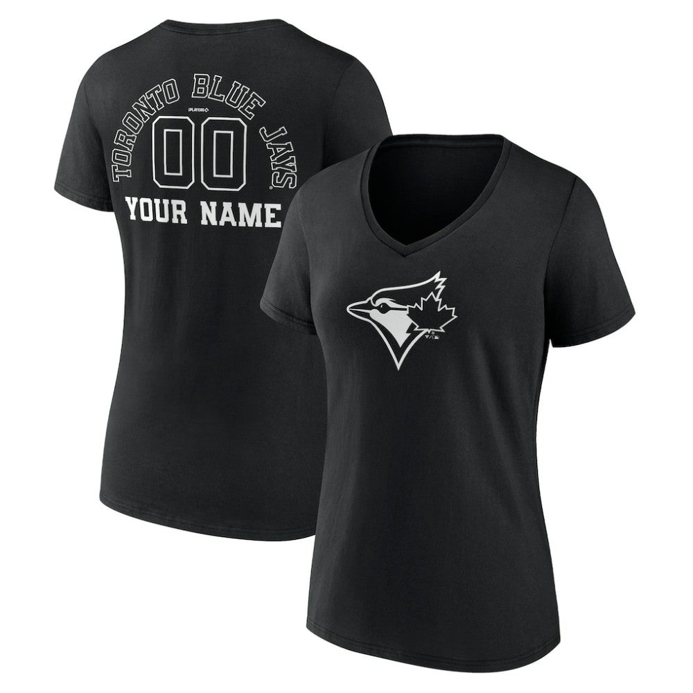 Toronto Blue Jays Women's Monochrome Personalized Name & Number V-Neck T-Shirt | MLB On Sale