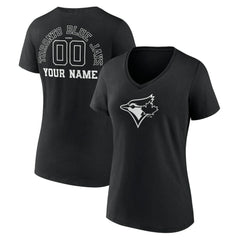 Toronto Blue Jays Women's Monochrome Personalized Name & Number V-Neck T-Shirt | MLB On Sale