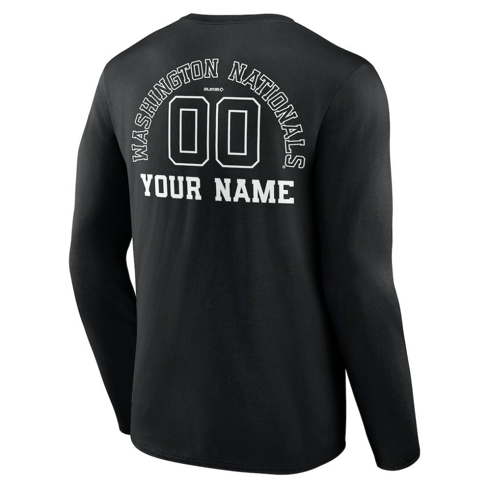 Washington Nationals Monochrome Personalized Name & Number Long Sleeve T-Shirt | MLB Shop