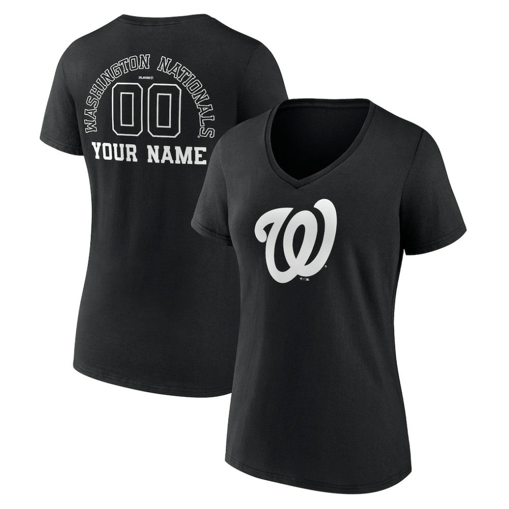 Washington Nationals Women's Monochrome Personalized Name & Number V-Neck T-Shirt | MLB For sale