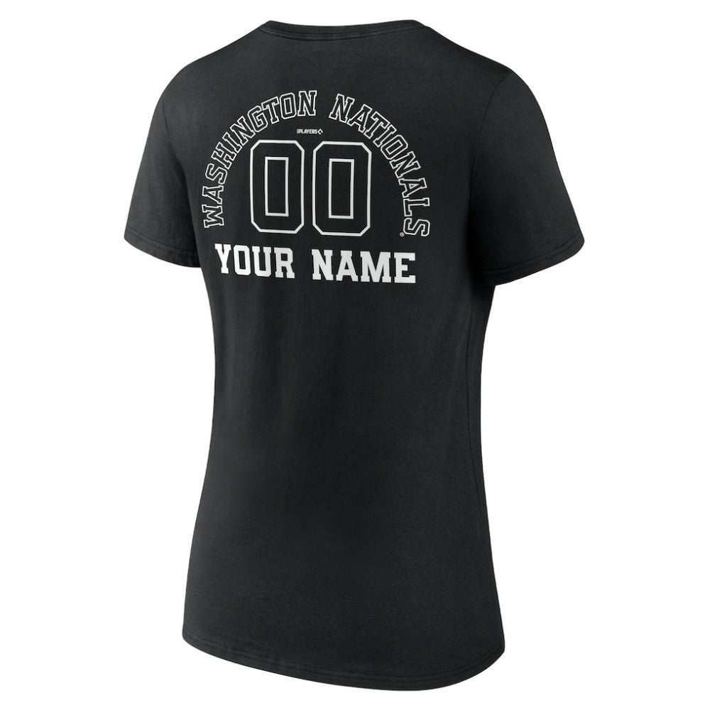 Washington Nationals Women's Monochrome Personalized Name & Number V-Neck T-Shirt | MLB For sale