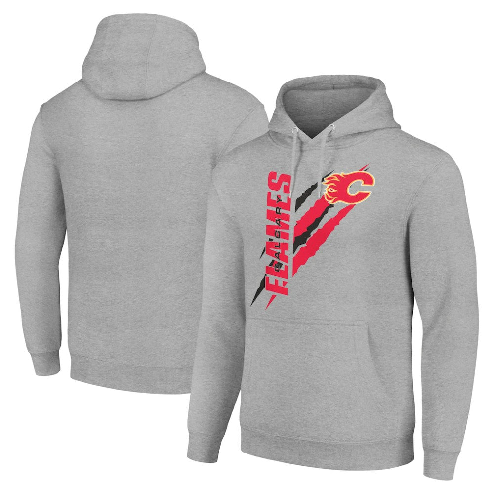 Calgary Flames Starter Color Scratch Fleece Pullover Hoodie On Sale