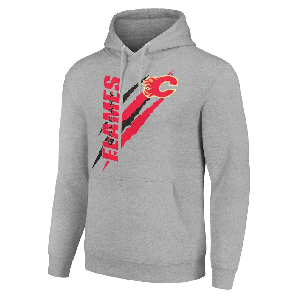 Calgary Flames Starter Color Scratch Fleece Pullover Hoodie On Sale