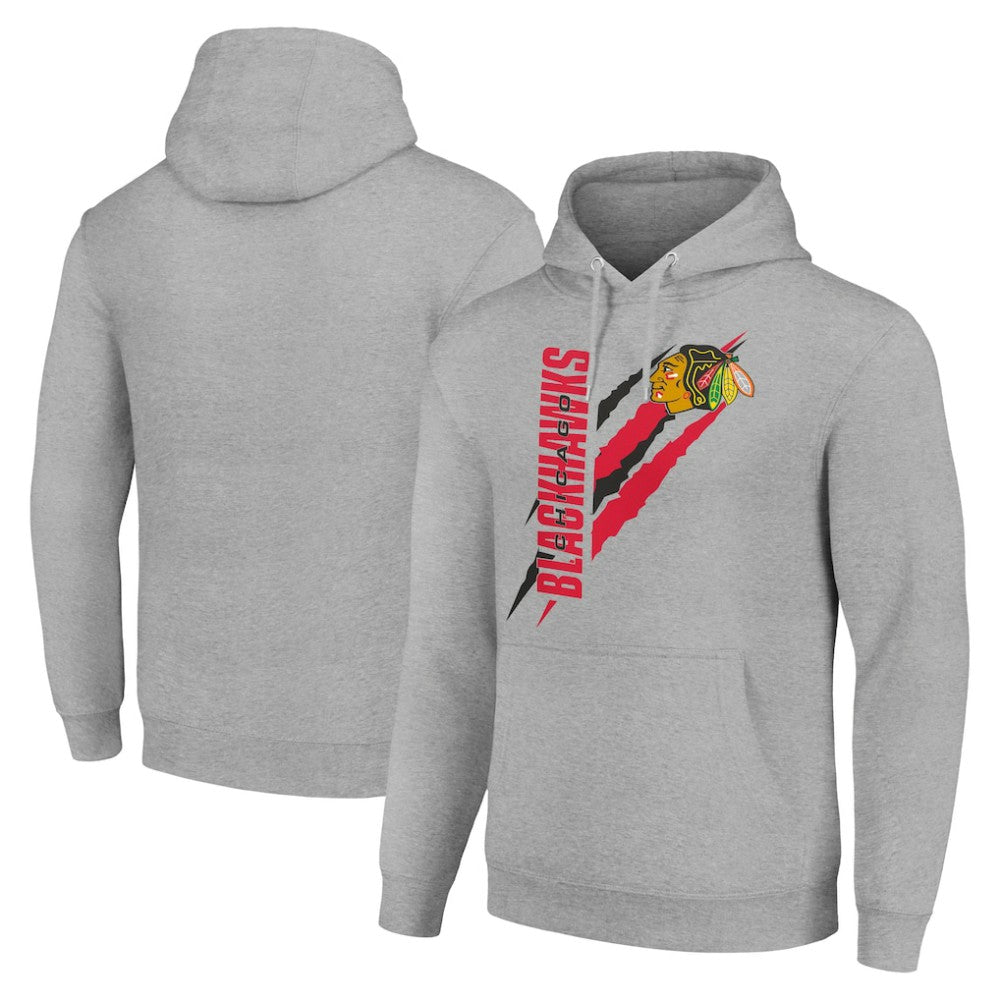 Chicago Blackhawks Starter Color Scratch Fleece Pullover Hoodie For Sale