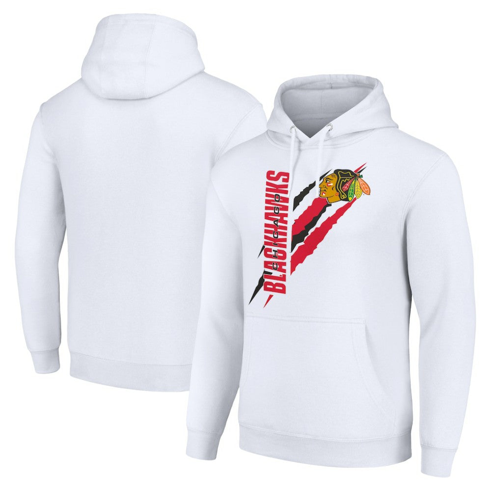 Chicago Blackhawks Starter Color Scratch Fleece Pullover Hoodie For Sale